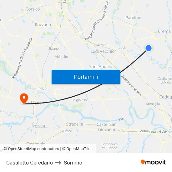 Casaletto Ceredano to Sommo map