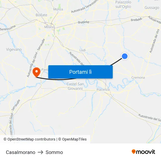 Casalmorano to Sommo map