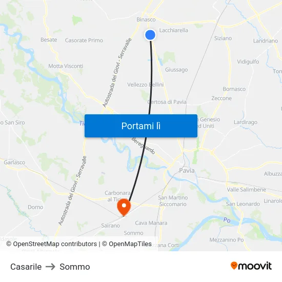 Casarile to Sommo map