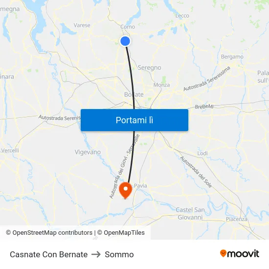 Casnate Con Bernate to Sommo map