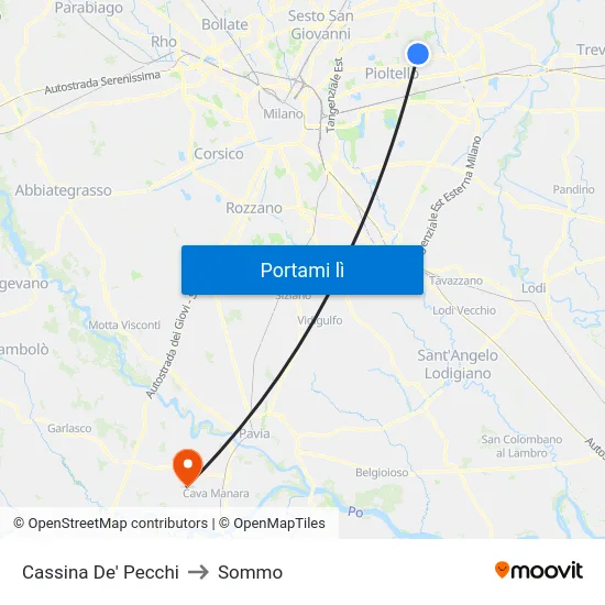 Cassina De' Pecchi to Sommo map