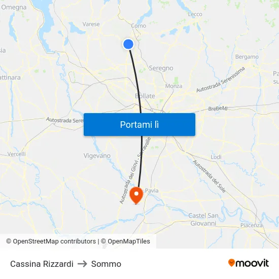 Cassina Rizzardi to Sommo map