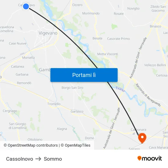 Cassolnovo to Sommo map