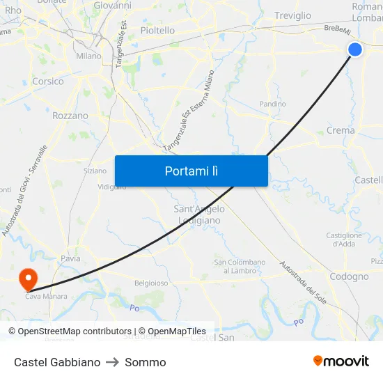 Castel Gabbiano to Sommo map
