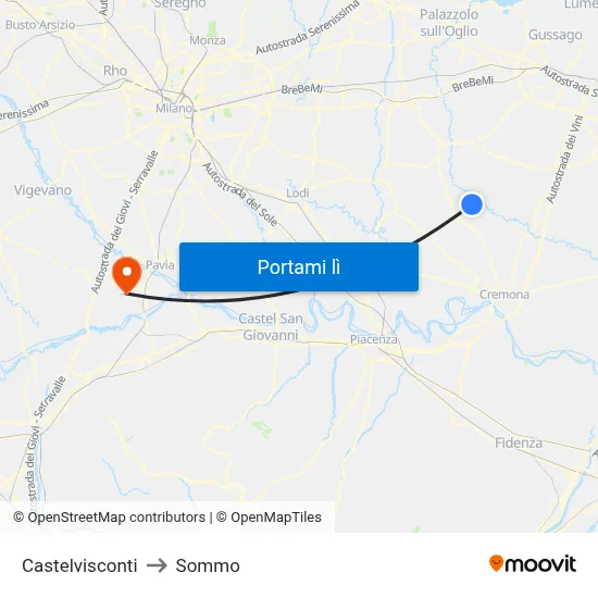 Castelvisconti to Sommo map