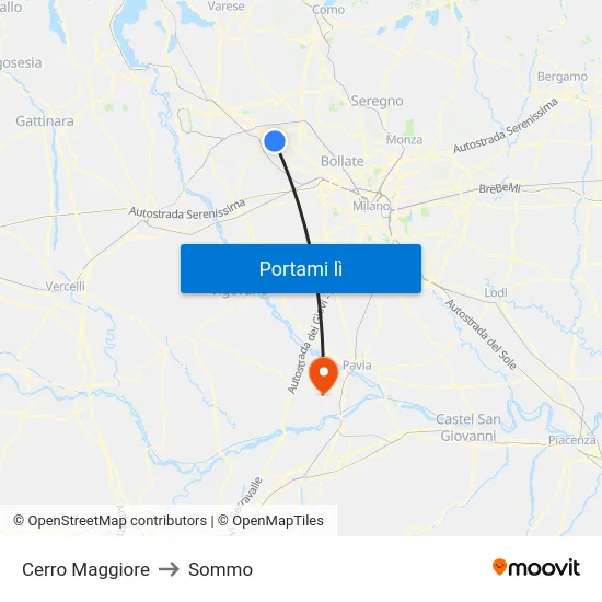 Cerro Maggiore to Sommo map