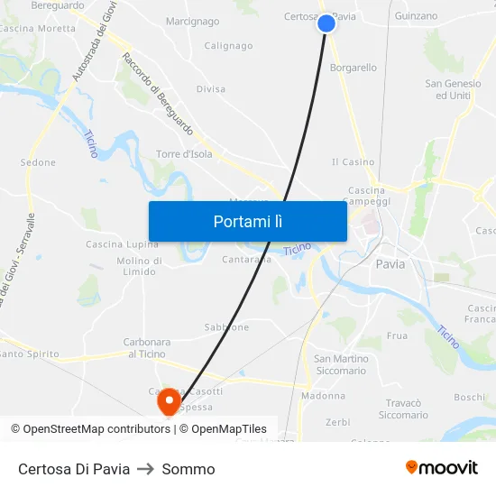 Certosa Di Pavia to Sommo map