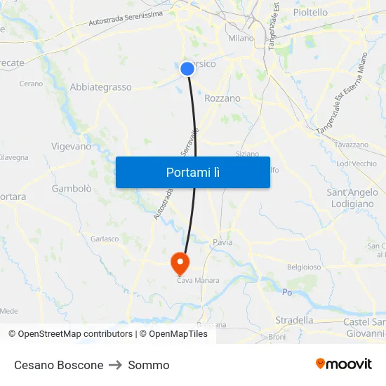 Cesano Boscone to Sommo map