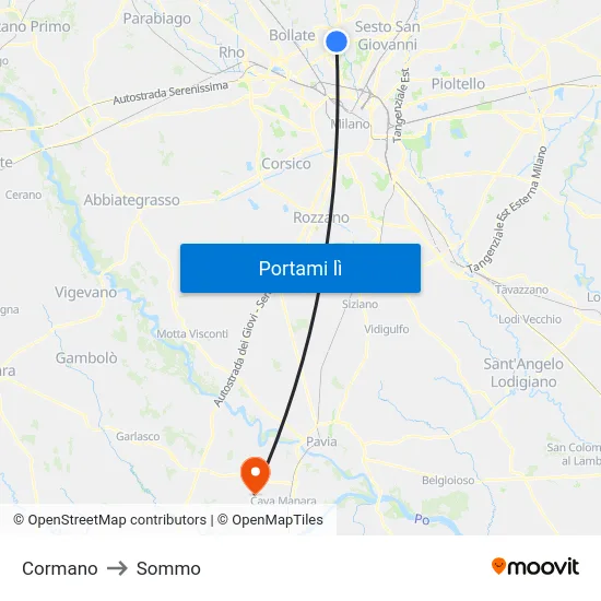 Cormano to Sommo map