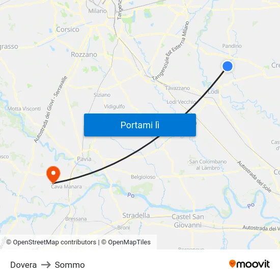 Dovera to Sommo map