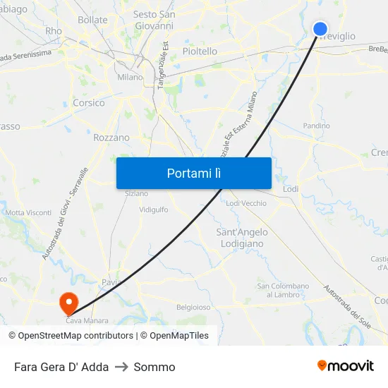 Fara Gera D' Adda to Sommo map