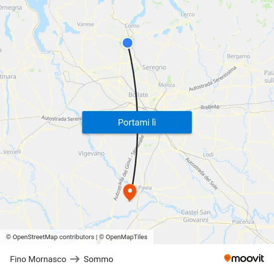 Fino Mornasco to Sommo map