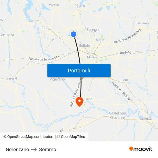 Gerenzano to Sommo map