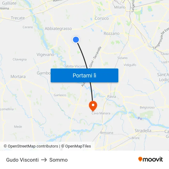 Gudo Visconti to Sommo map