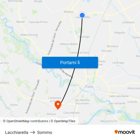 Lacchiarella to Sommo map