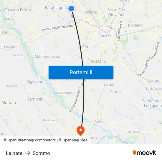 Lainate to Sommo map
