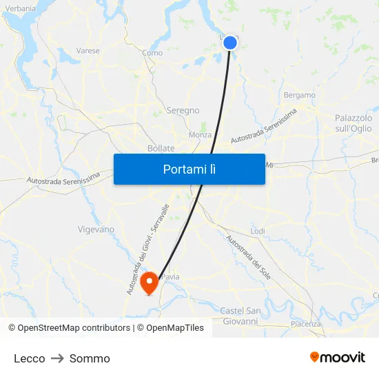 Lecco to Sommo map