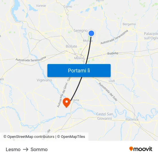Lesmo to Sommo map