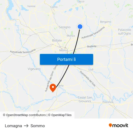 Lomagna to Sommo map