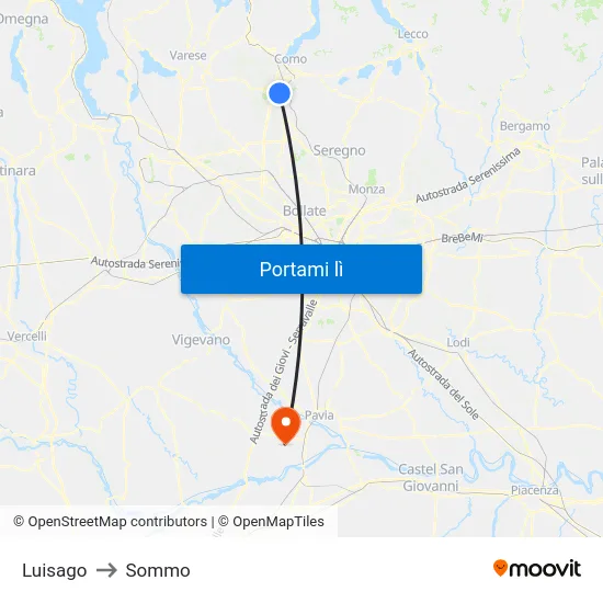 Luisago to Sommo map