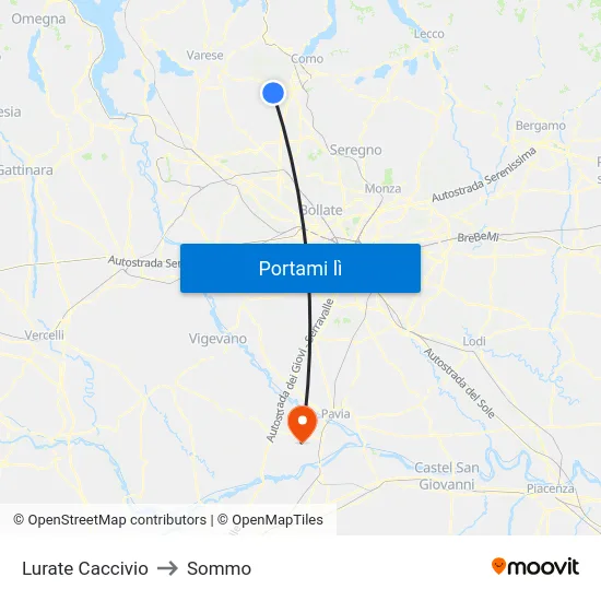 Lurate Caccivio to Sommo map