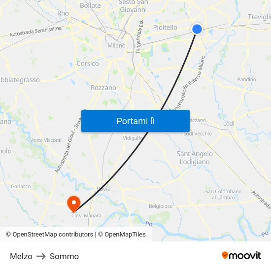Melzo to Sommo map