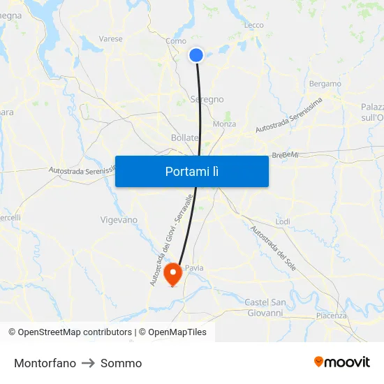 Montorfano to Sommo map
