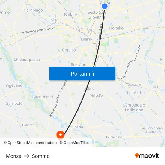 Monza to Sommo map