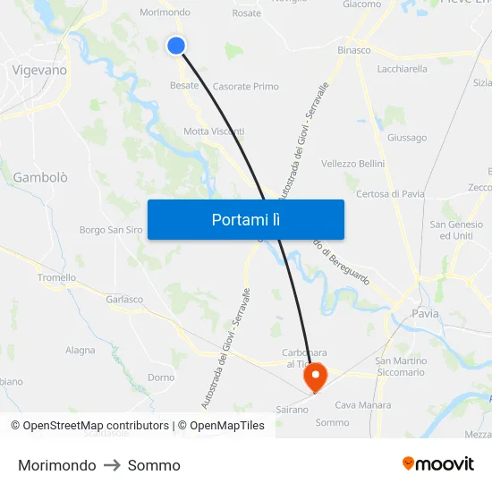 Morimondo to Sommo map