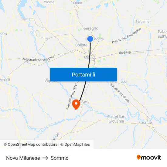 Nova Milanese to Sommo map