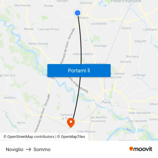 Noviglio to Sommo map