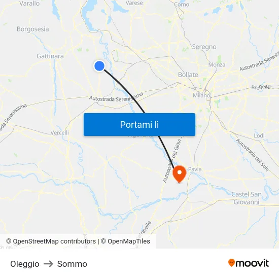 Oleggio to Sommo map