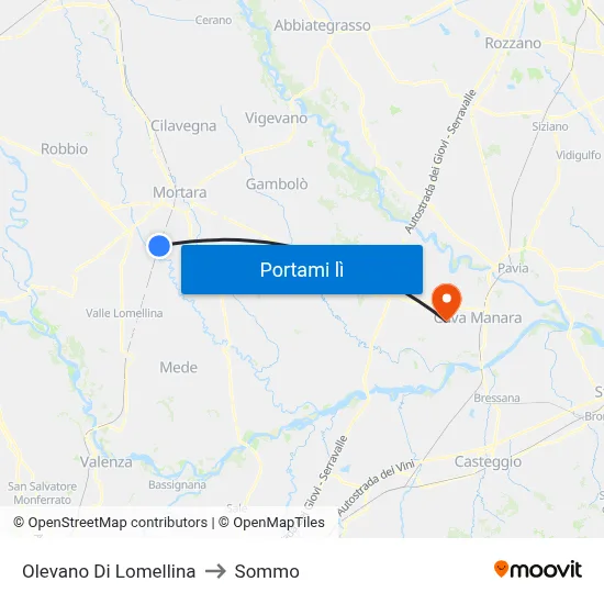 Olevano Di Lomellina to Sommo map