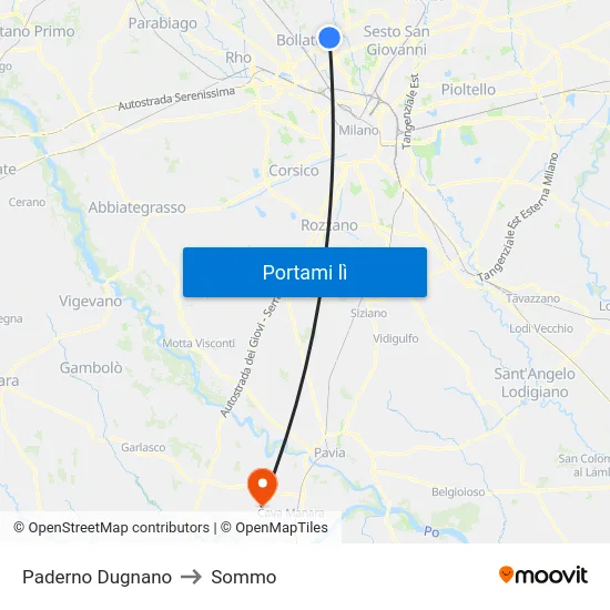 Paderno Dugnano to Sommo map