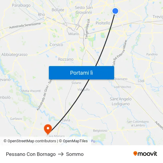 Pessano Con Bornago to Sommo map