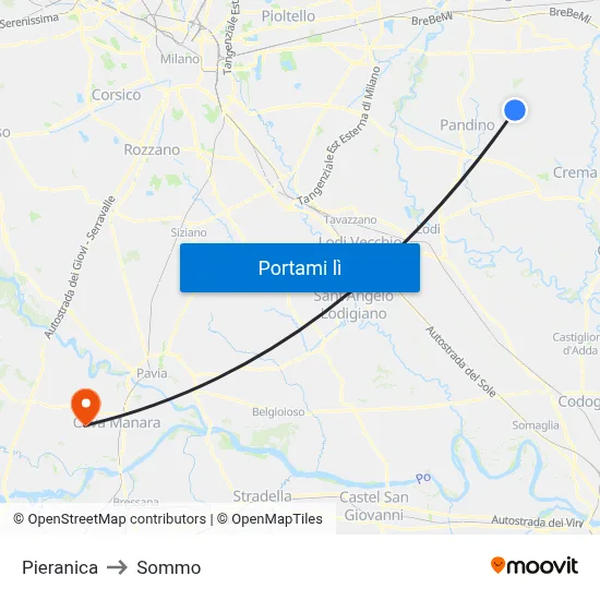 Pieranica to Sommo map