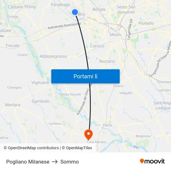 Pogliano Milanese to Sommo map