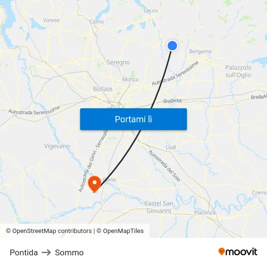 Pontida to Sommo map