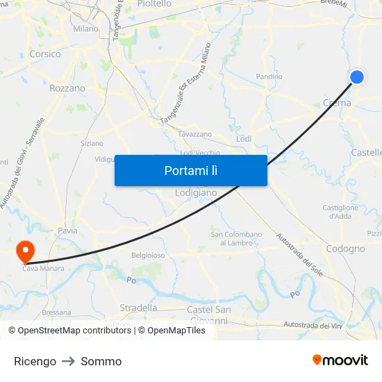 Ricengo to Sommo map