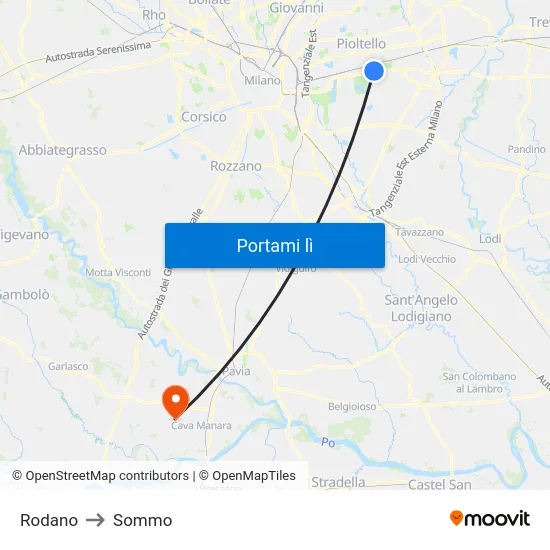Rodano to Sommo map