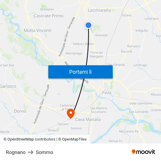 Rognano to Sommo map