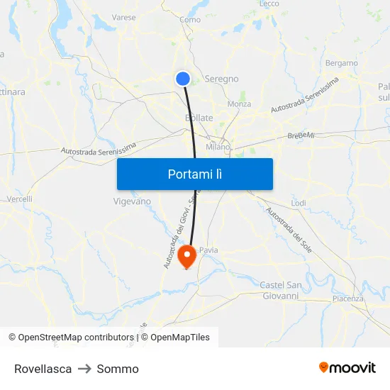 Rovellasca to Sommo map