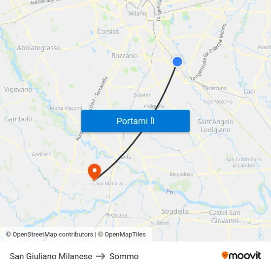 San Giuliano Milanese to Sommo map