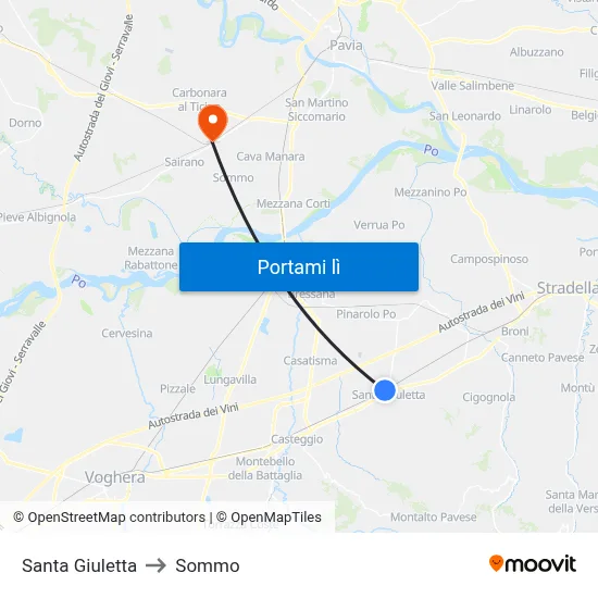 Santa Giuletta to Sommo map