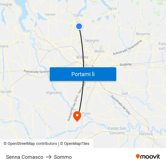 Senna Comasco to Sommo map