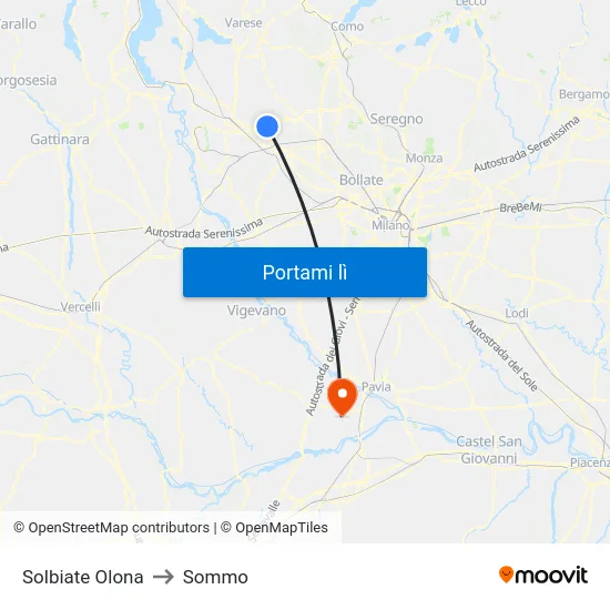 Solbiate Olona to Sommo map