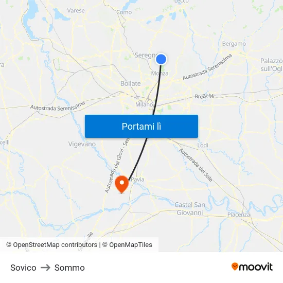 Sovico to Sommo map