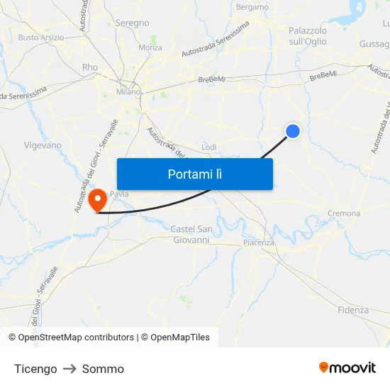 Ticengo to Sommo map
