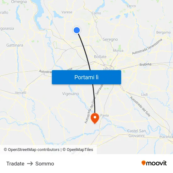 Tradate to Sommo map