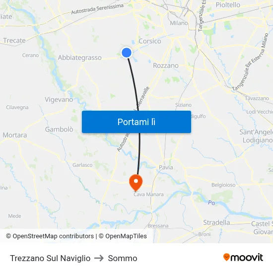 Trezzano Sul Naviglio to Sommo map